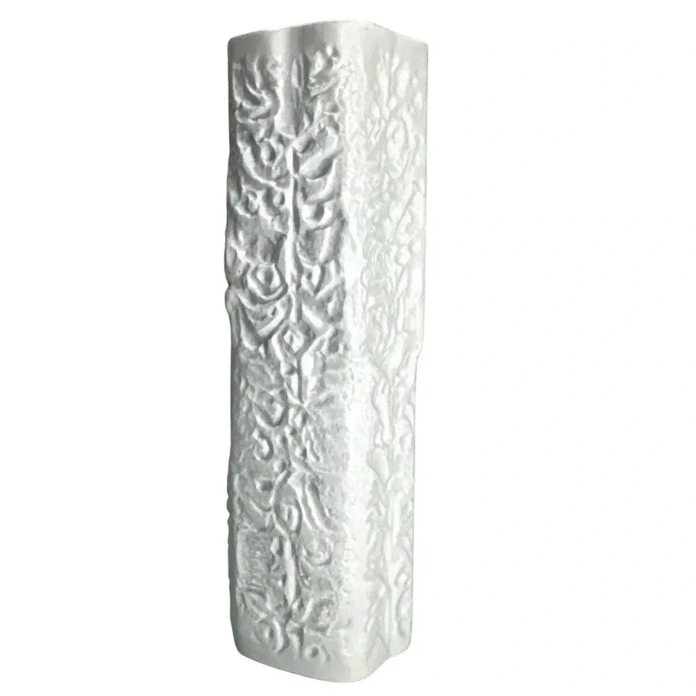 Schwahn‎ Lorenz Hutschenreuther Brutalist White Modernist Bisque Porcelain  Vase